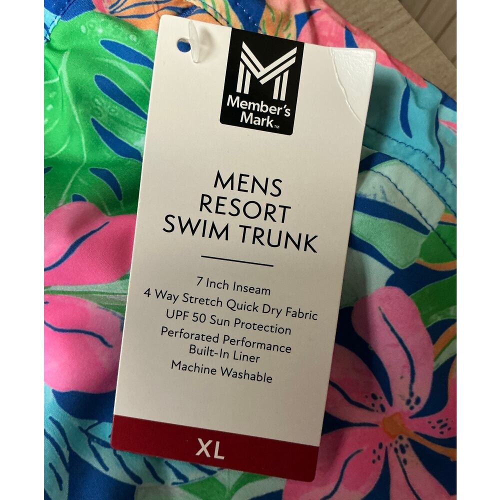 Member's Mark Men's Resort Swim Trunks Floral Size XL UPF 50 Quick Dry - Picture 4 of 6